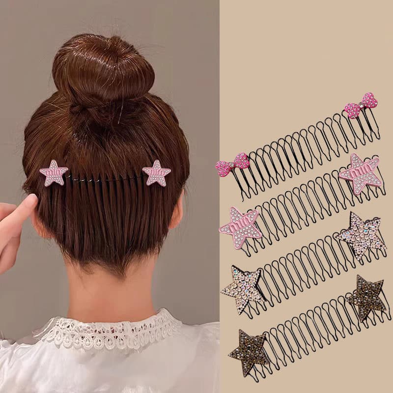 [y2k Rhinestone Star Pente De Cabelo Quebrado Feminino Artefato Invisível Na Parte De Trás Do Disco De Cabeça Infantil De Dança