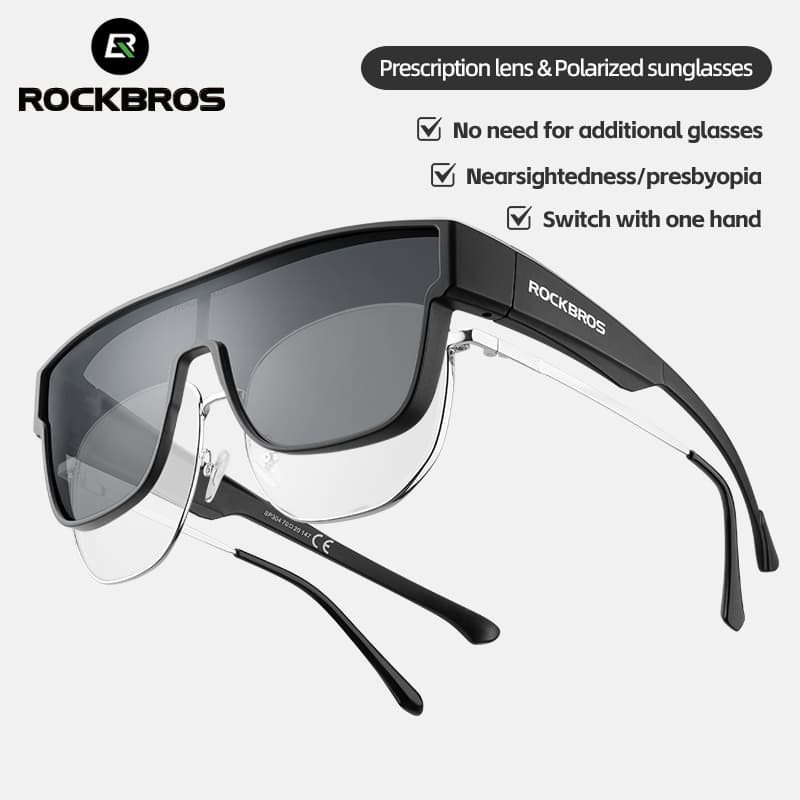 Óculos De Ciclismo Rockbros Polarizados Myopia Grande Armação Sol Leves Proteção Solar Para O Exterior À Prova De Vento