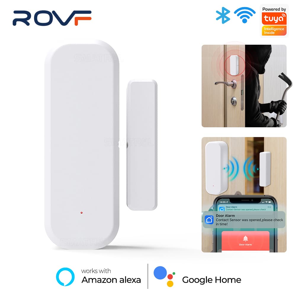 ROVF Tuya Smart WiFi Door Sensor Porta Aberta/Fechada Detectores Compatíveis Com Smar tLife