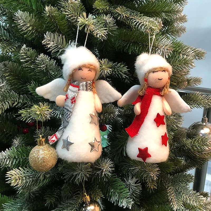 Decorações De Natal De Pelúcia Anjo Menina Boneca Pingente Árvore Pendurado Ornamentos Ano Novo 2023 Presente Brinquedo