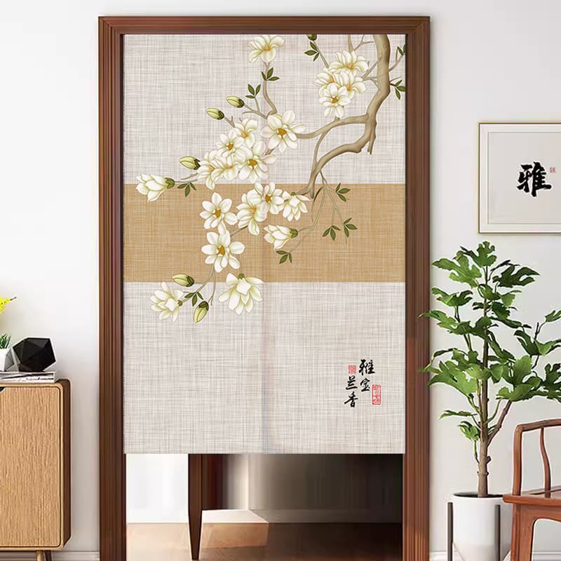 Cortina De Porta Estilo Chinês Doméstica Quarto Pano Algodão en Tecido Banheiro Pendurado Sala Estar Cozinha Bloqueio Paron C