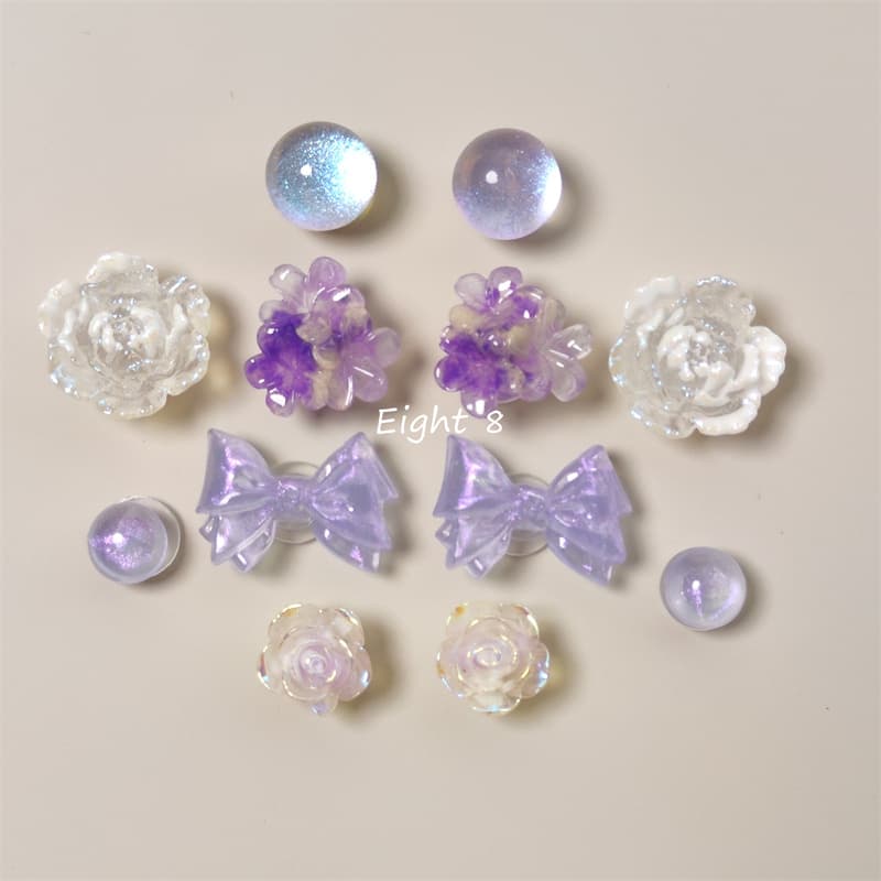 12 Pçs/set Cor Roxa Série Opala Sapato Fivela Branco Camélia Flores Pinos Decoração Para Mulher Grils [Pronto Stpck]