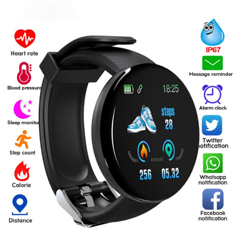 O Novo Pedômetro D18 Tela Colorida Monitoramento Da Frequência Cardíaca E Pressão Arterial Smart Bracelet Round Health Exercise Pedometer