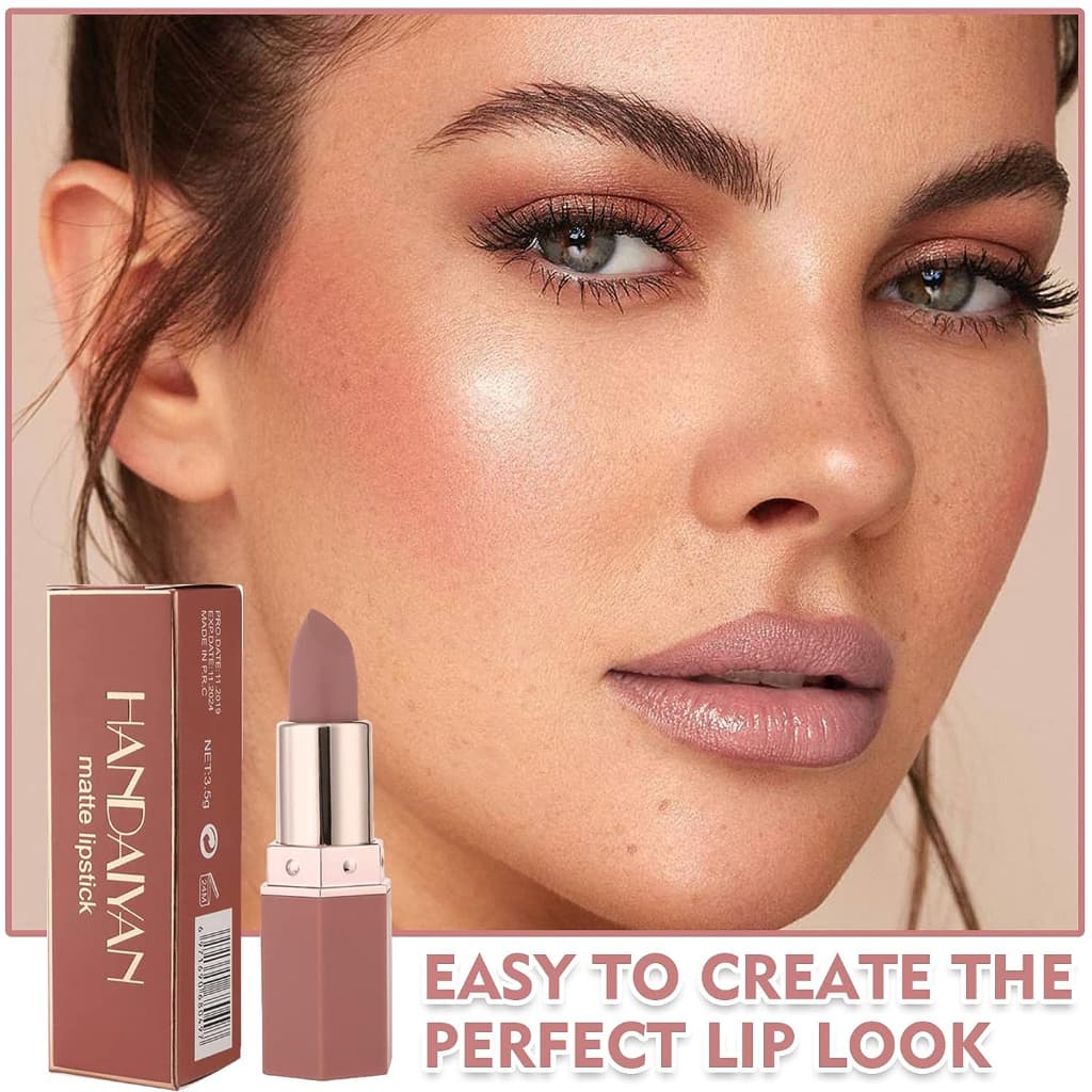 Batom Natural Matte Nude Lipstick Maquiagem Dos Lábios Em Veludo Lisa À Prova D'água Brilho Labial De Longa Duração , Copo Hidratante Antiaderente Altamente Pigmentado