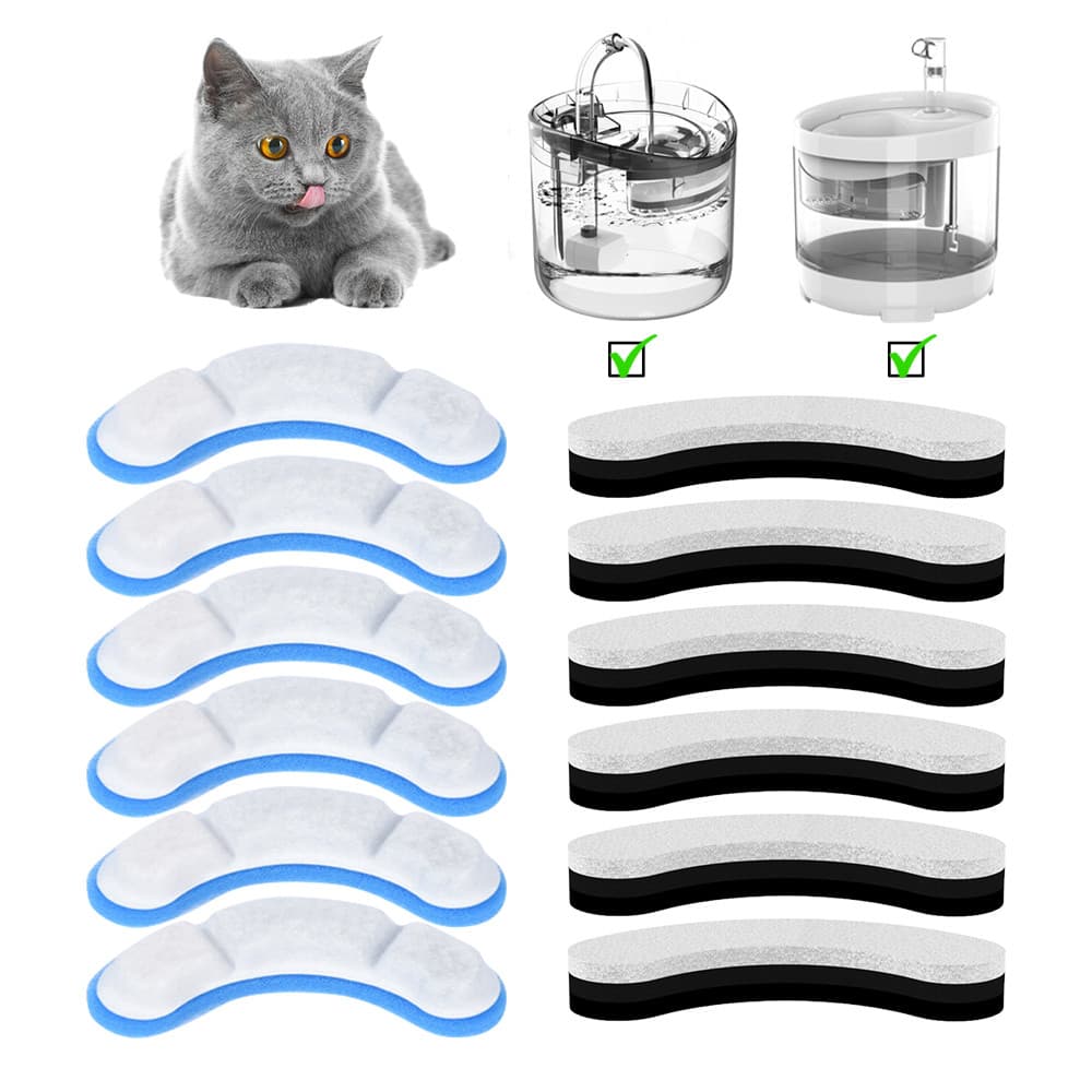3/6/12PCS Elementos Filtrantes De Substituição Da Fonte De Água Do Gato Ativados Para Gatos Alimentador Automático De Bebedouros Animais Domésticos