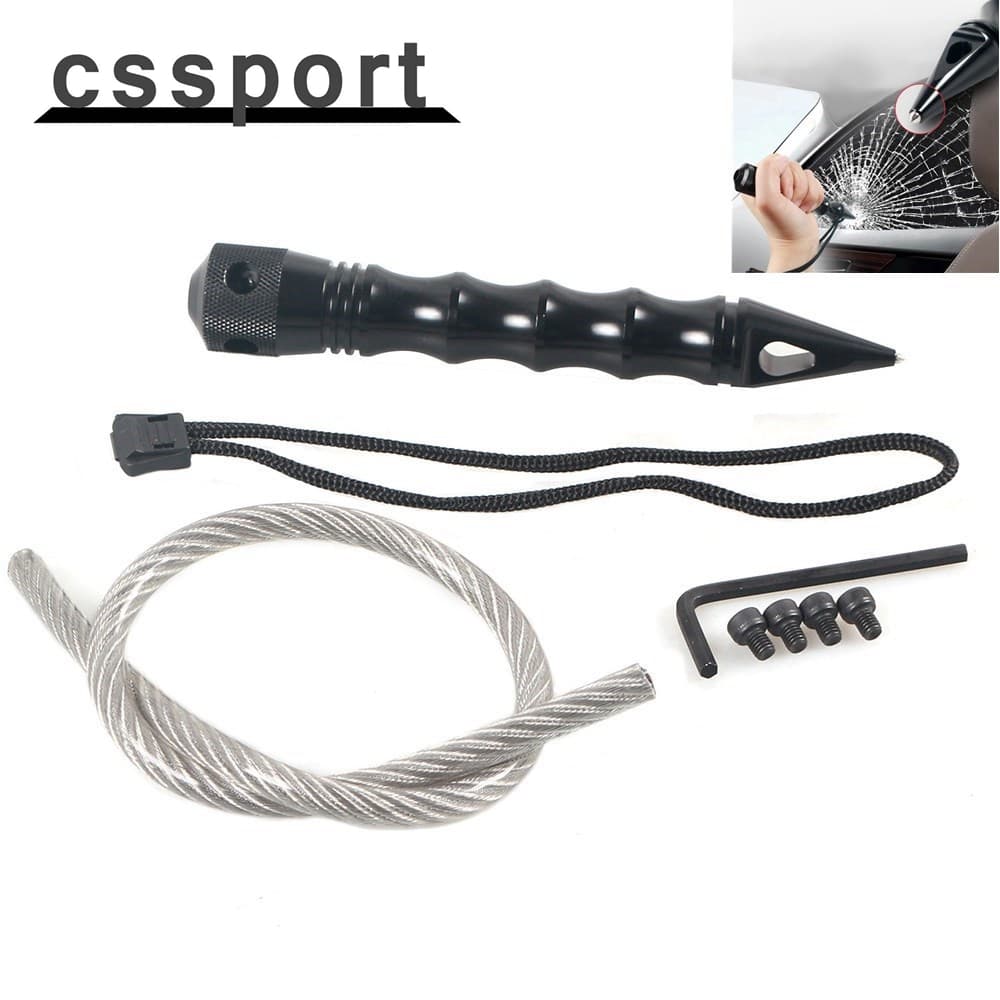 1conjunto De Quebra-Vidros Do Carro Ferramenta De Emergência De Ataque Rápido Chicote Tático De Aço Temperado