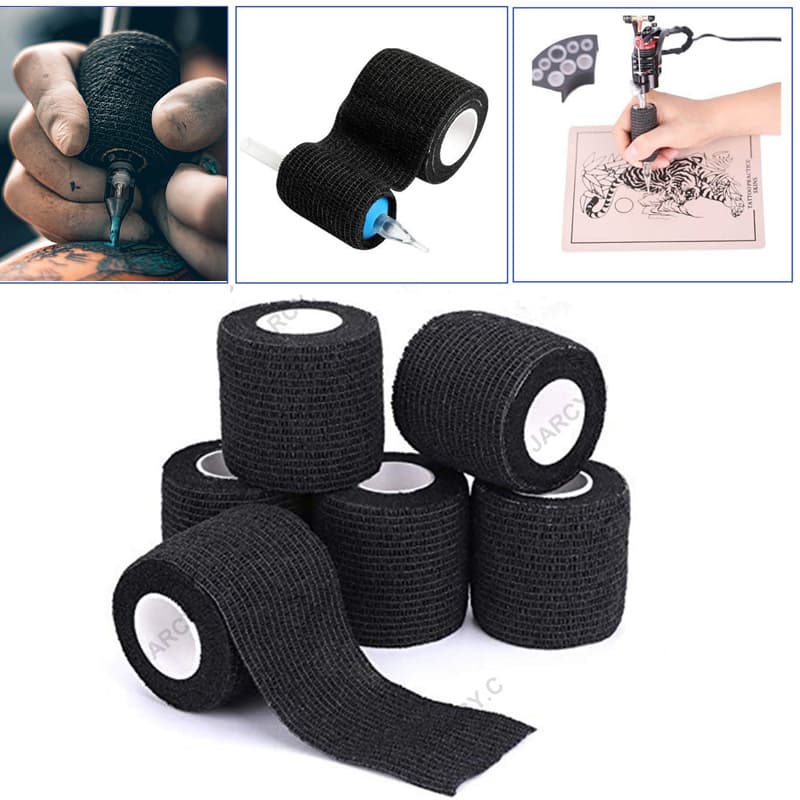 10pçs Fita De Maquiagem Descartável Atadura Esportiva Autoadesiva Elástica Impermeável Não Tecido Para Capa De Grip Proteção Preta Acessórios Permanente