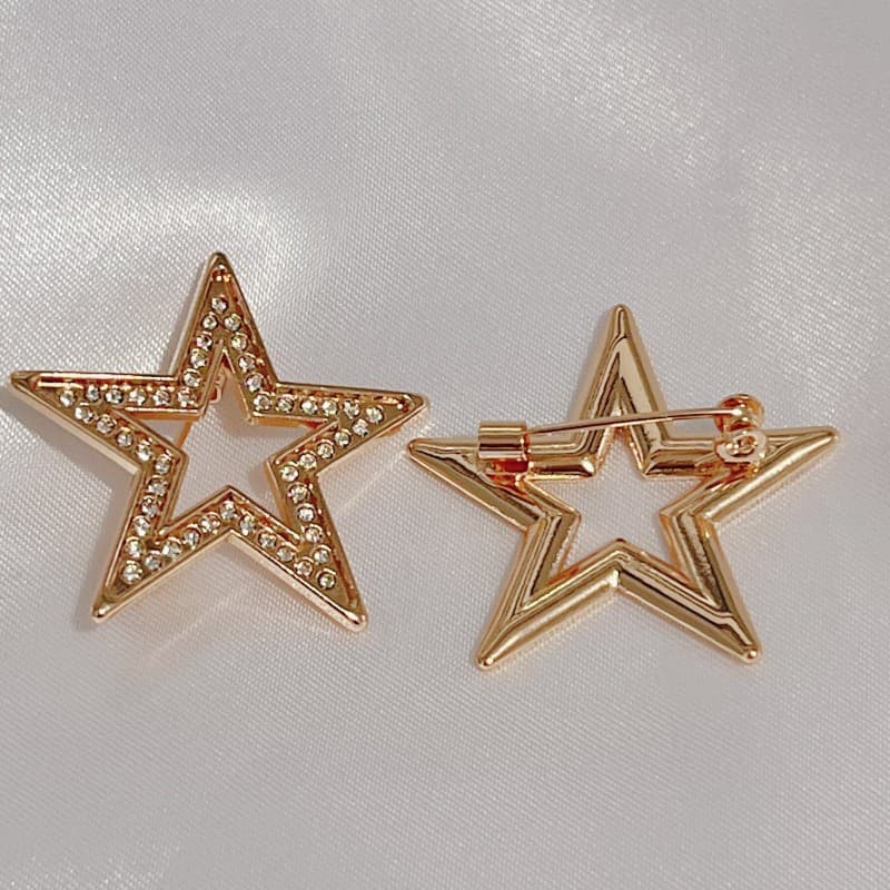 Broche Estrela / Broche de Pedra de Estrela / Broche de Pedra de Pedra / Material de Liga Atacadista