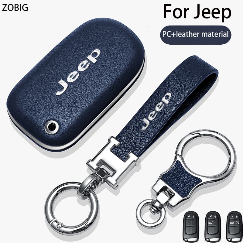 Jeep ZOBIG Genuine Capa De Couro Para Chave Fob Carro De Jipe Com Chaveiro Compasso Renegade Wrangler Cherokee Grand Original Remota