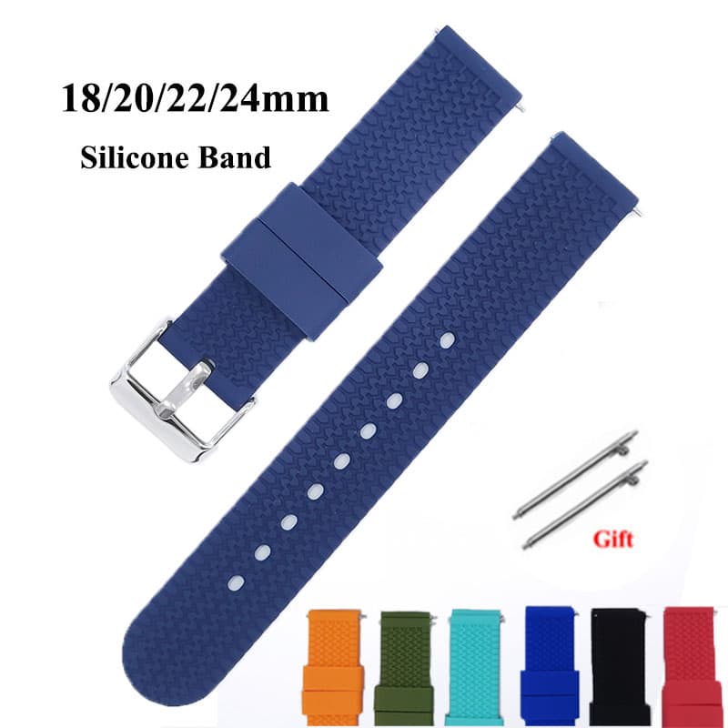Pulseira De Relógio De Silicone À Prova D'água 18/20/22/24mm De Liberação Rápida Esportiva Macia E Respirável Mulheres Homens Universal De Reposição Com Pinos Livres