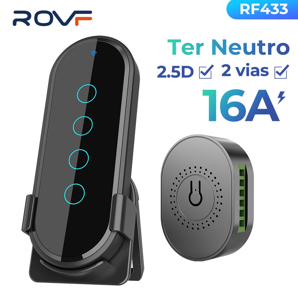 ROVF 16A Interruptor Sem Fio Inteligente De 2 Vias Luz Elétrica 433MHZ RF 4Key Receptor De Relé De Controle Remoto Lâmpada ON/OFF