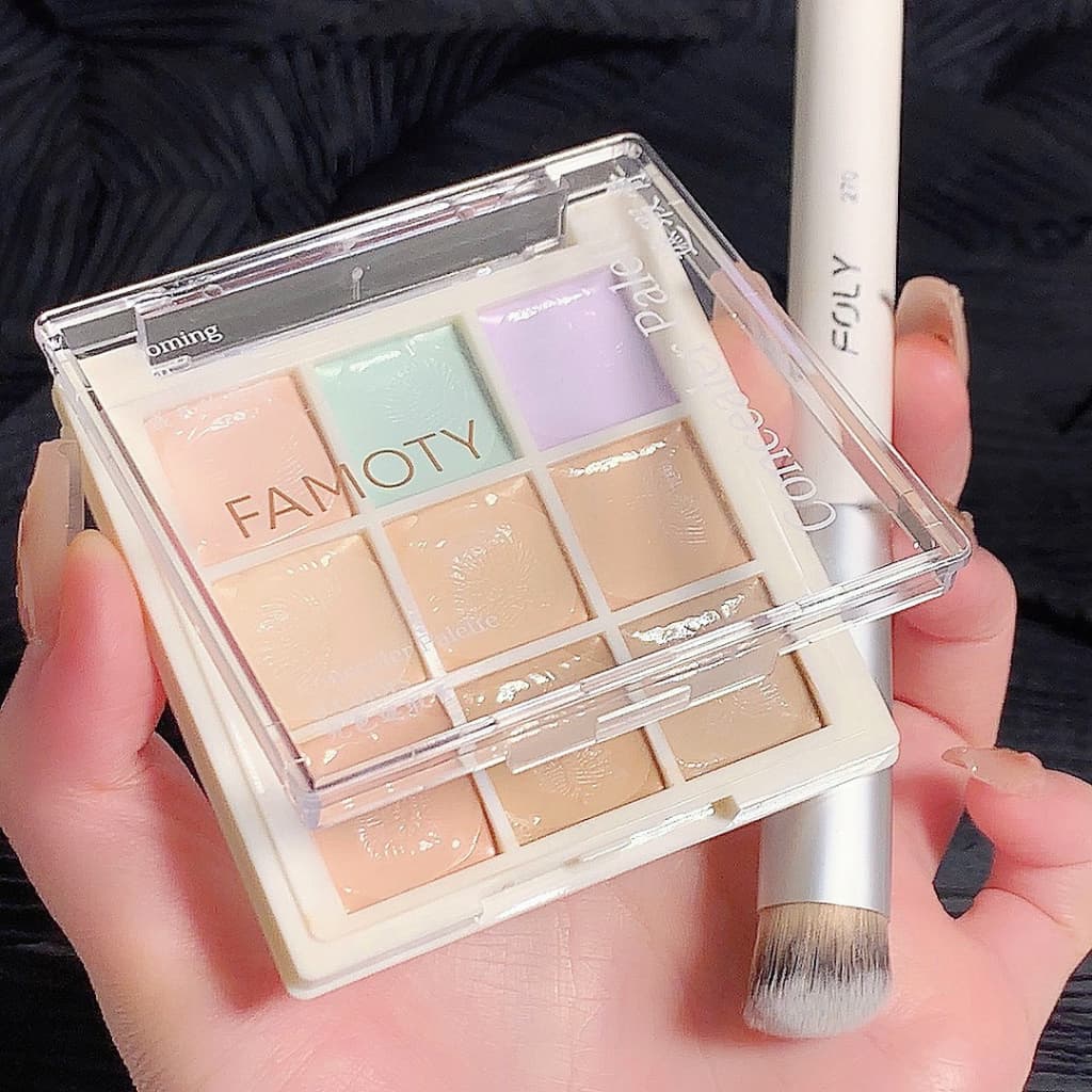 Paleta de corretivo de nove cores Manchas de cobertura, acne, olheiras, lágrimas, tom de pele iluminado