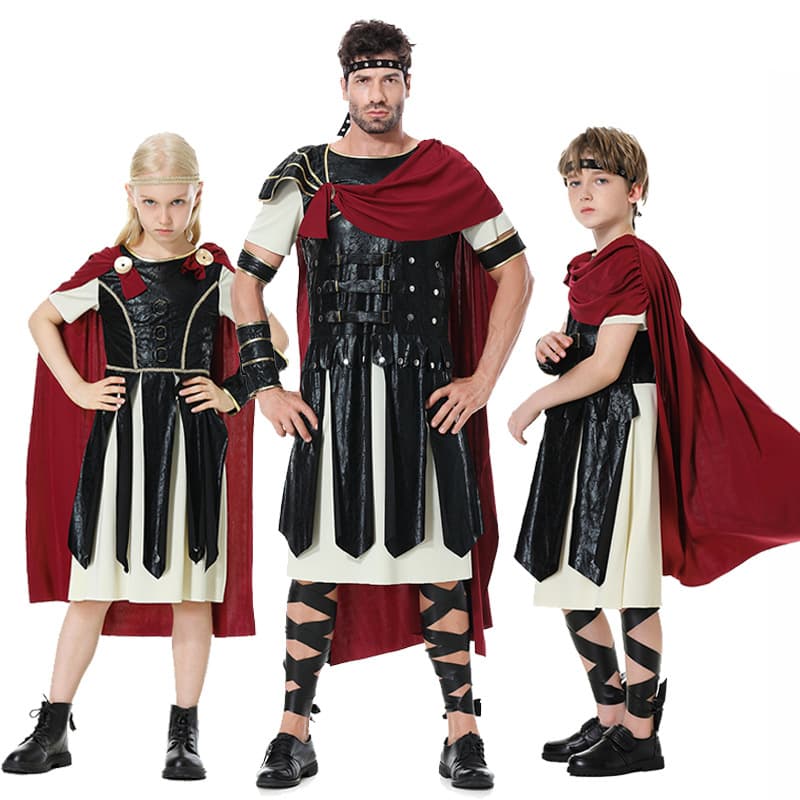 Halloween antigo guerreiros romanos escudo espada gladiador cosplay traje pai-filho traje