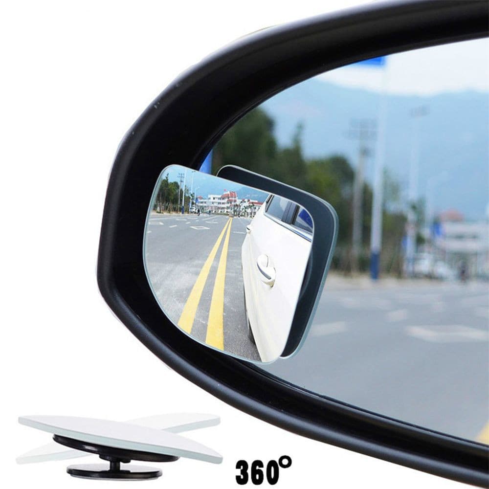 2pcs Espelho Retrovisor De Carro Transparente 360 Giratório Ajustável Com Ponto Cego Convexo Fixo