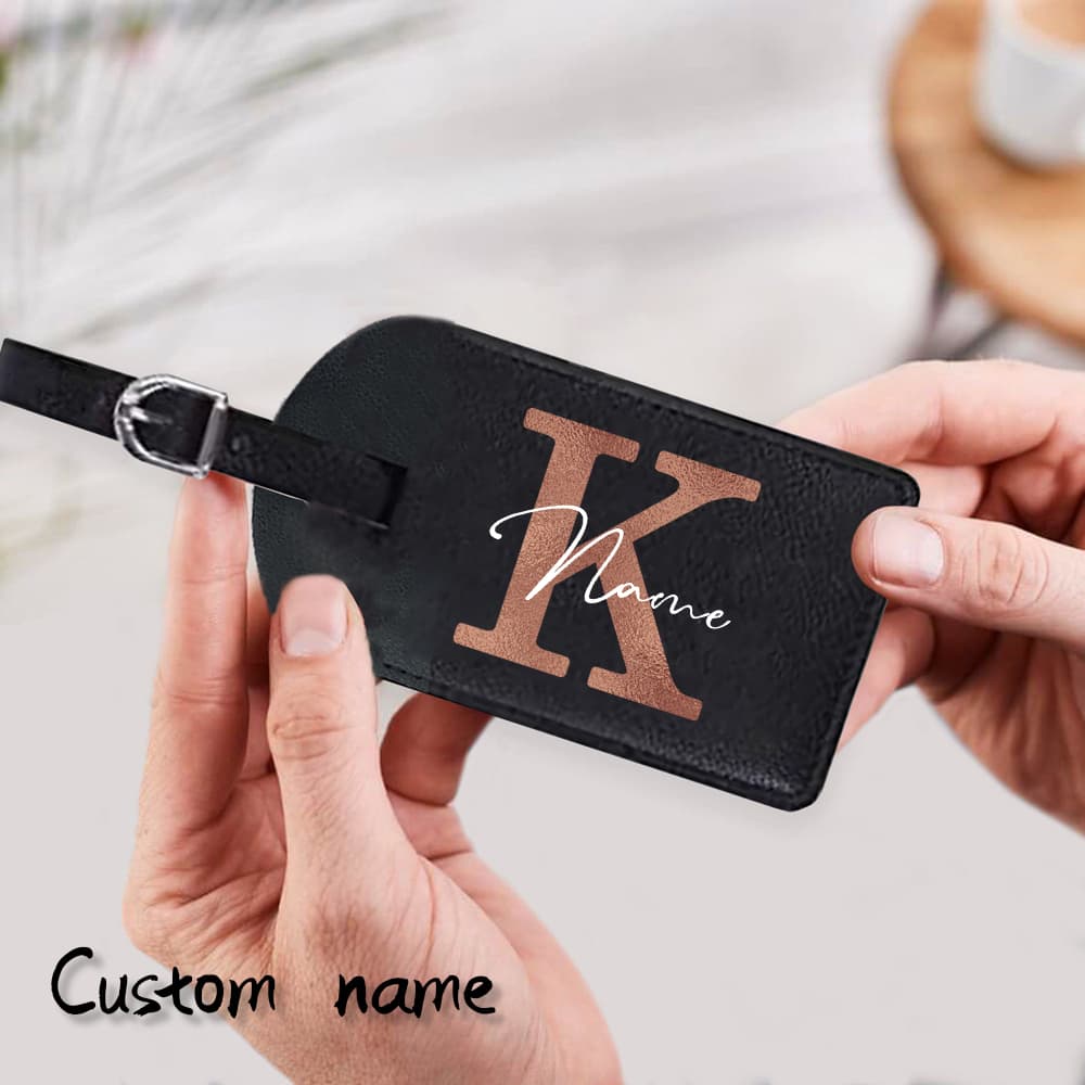 Inicial Personalizado Com Nome Monograma Etiqueta De Bagagem PU Couro Para Mala De Viagem Presente