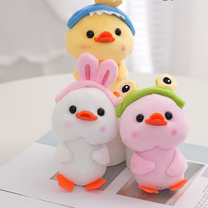 12 CM Brinquedo De Pelúcia Boneco De Pato Pequeno Fofo Com Um Chapéu