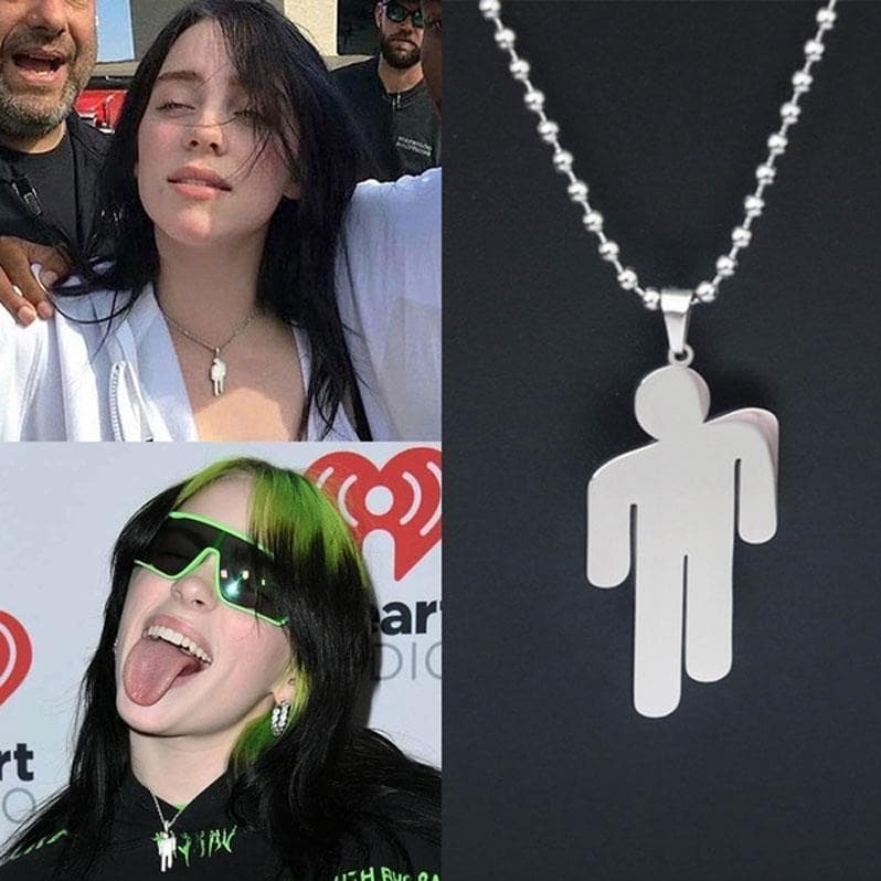Colar Billie Eilish Mesmo Estilo Blohsh Pingente De Cabeça  Americano Europeu Hip HopCrooked Cheio Zircônia Hipster