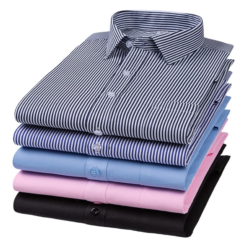 Smart Casual Manga Longa Algodão Masculina Camisas Listrado Escritório Social Homem Camisa