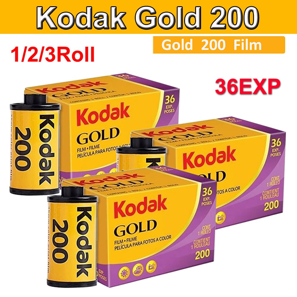 1 2 3 Rolos KODAK Gold 200 135 35mm Filme Negativo 36 Exposições C-41 Processo MVP Câmera
