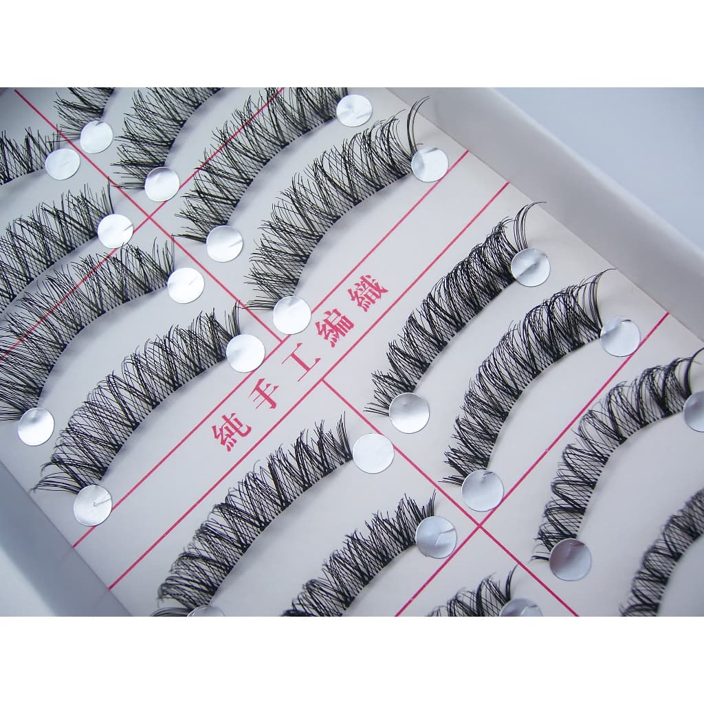 E-1 # Cílios postiços feitos à mão Cílios de haste transparentes 10 pares