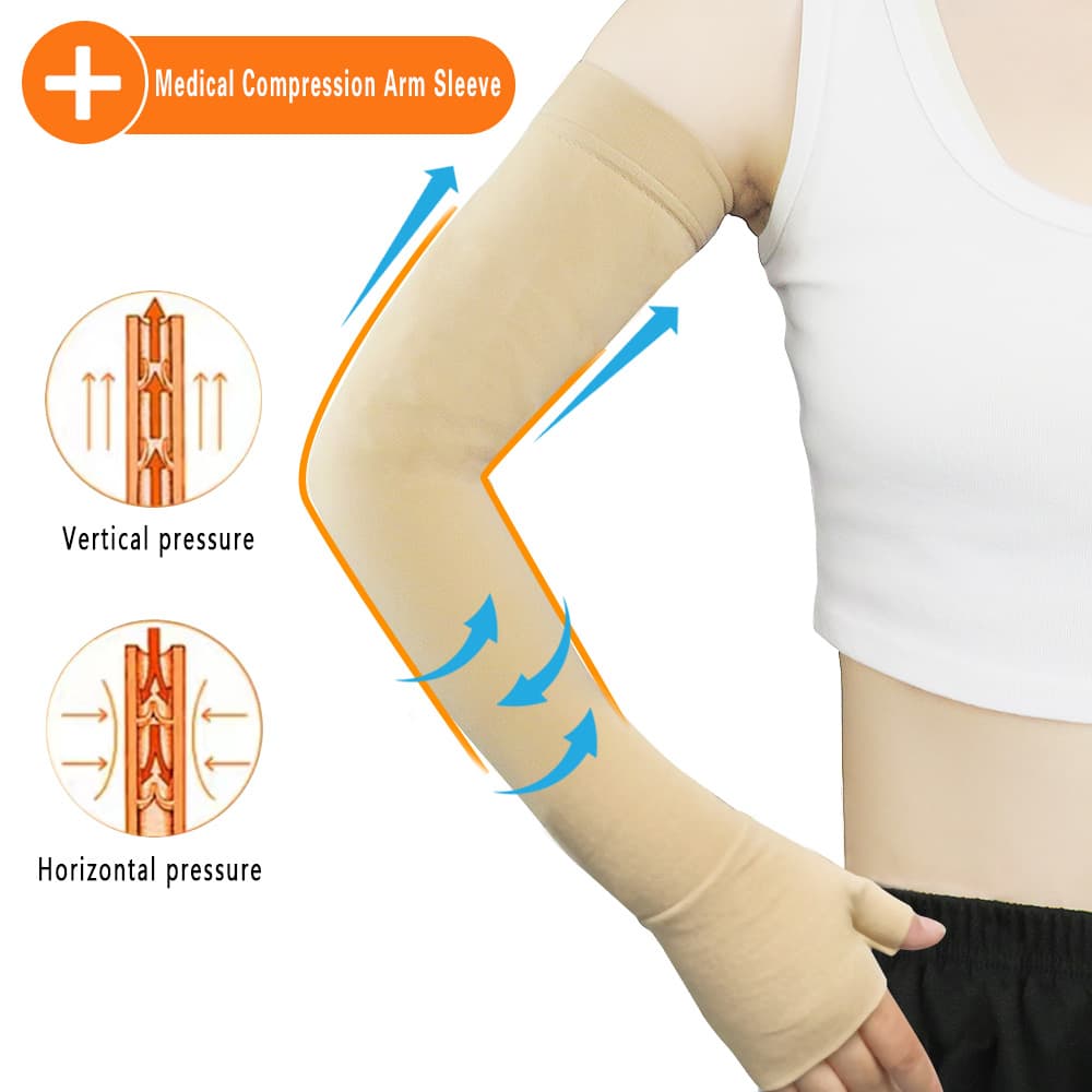 Manga De Braço De Compressão Médica De 1 Peça Com Luva Elástica Respirável Exterior Proteção UV Unisex Sports Volleyball Basquetebol Palma