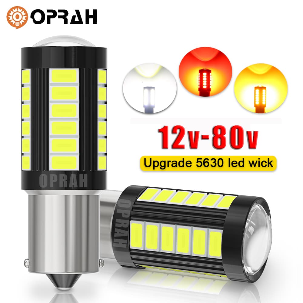 [OPRAH] 1156 Lâmpada LED 1156 BAU15S PY21W 1157 Bay15d P21-5W T20 7440 W21W 7443 W21-5W Sinal de Volta Super Brilhante LED 5630 33SMD Luz de Travagem de Luz de Travagem de Carro Acessórios de Iluminação