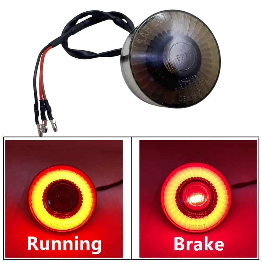 Universal LED Redondo Motocicleta Traseira Cauda Freio Parar Luz Moto Placa De Licença Montagem Lâmpada Para Cafe Racer