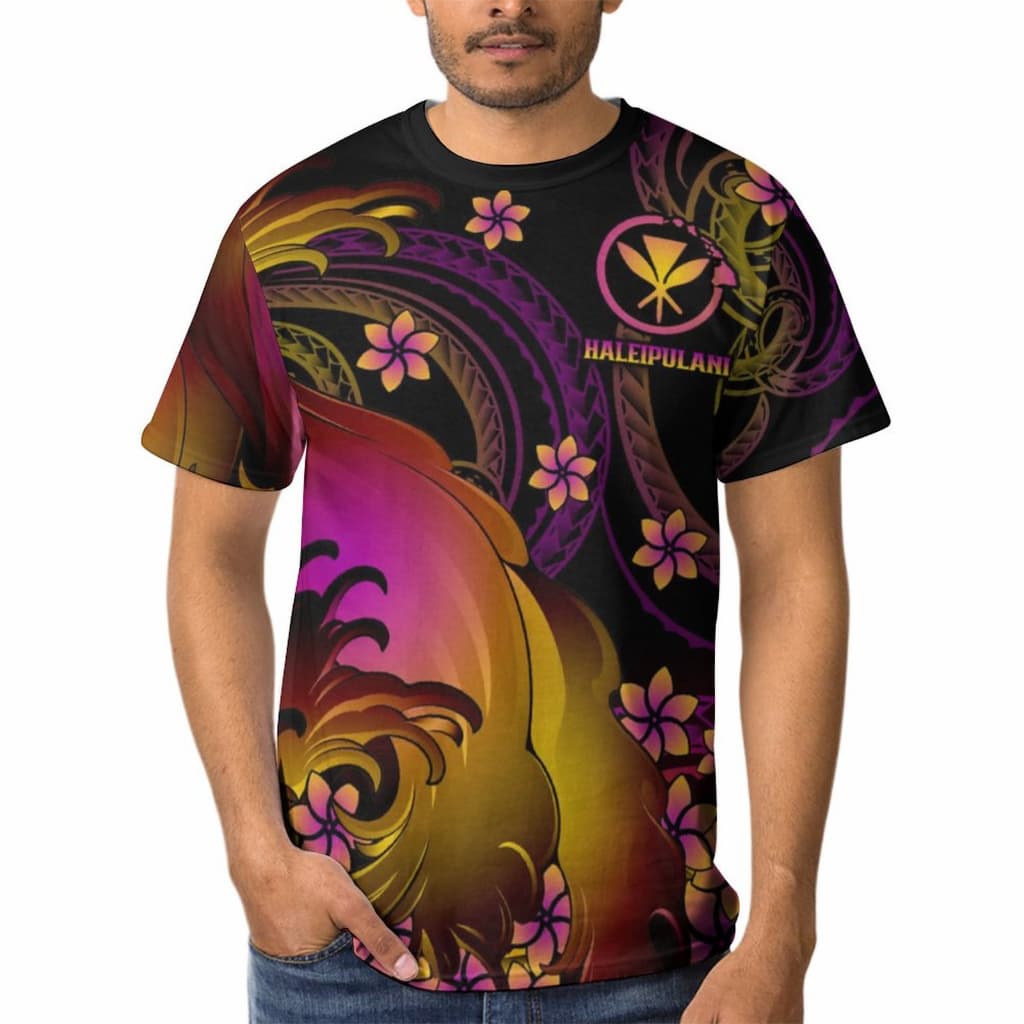 Camiseta Masculina Estampada Com Tema De Flor Criativa Nova Casual HALEIPULANI Manga Curta