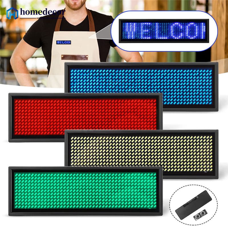 HOMEDECOR Mini LED Digital Programável Recarregável Sinal De Tag De Mensagem De Rolagem
