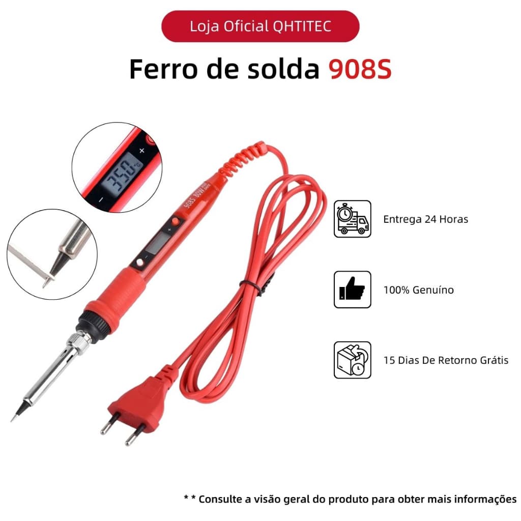 JCD Temperatura ajustável Ferro De Solda 908S 80W