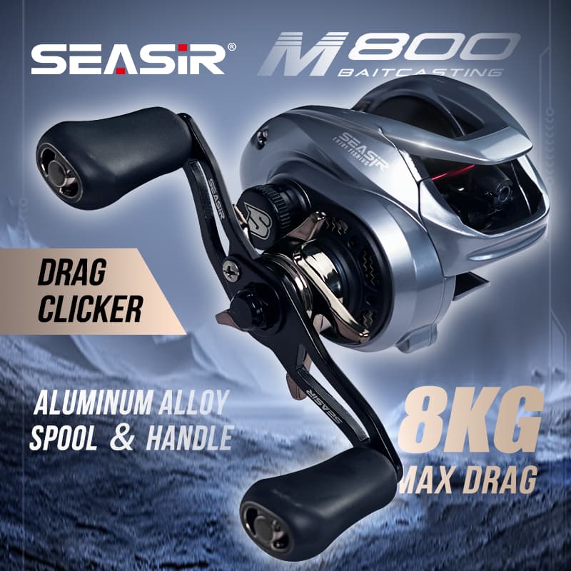 SEASIR M800 Carretel De Pesca Com Isca Engrenagens De Latão 8KG Max Drag 7.1 : 1 Relação De Engrenagem De Alta Velocidade Sistema De Freio Magnético De Água Salgada Fresca Bobina