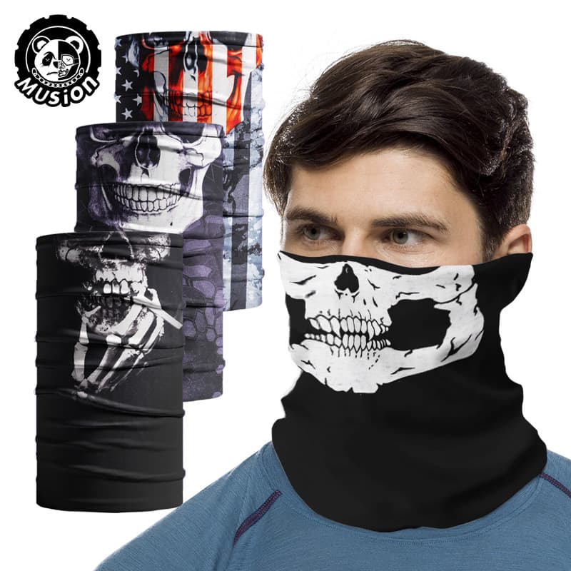 Skull Printed Máscara Polaina de Pescoço Bandana de Balaclava com Estampa de Crânio Proteção para Motos Ciclismo Pesca Unissex Adulto Over Print Fama