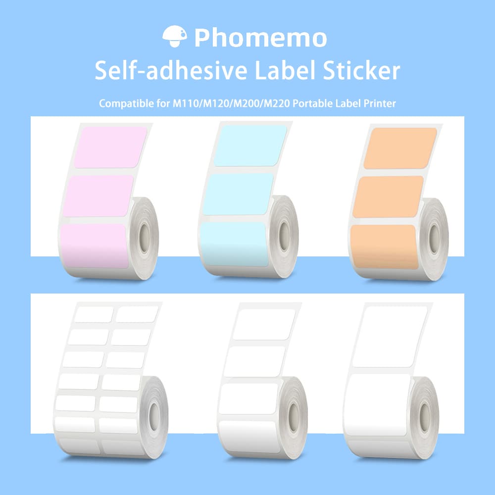 Phomemo M110/M200 Impressora Portátil De Etiquetas De Papel Térmico Autocolante Transparente De Código De Barras Quadrado Redondo Notas Adesivas