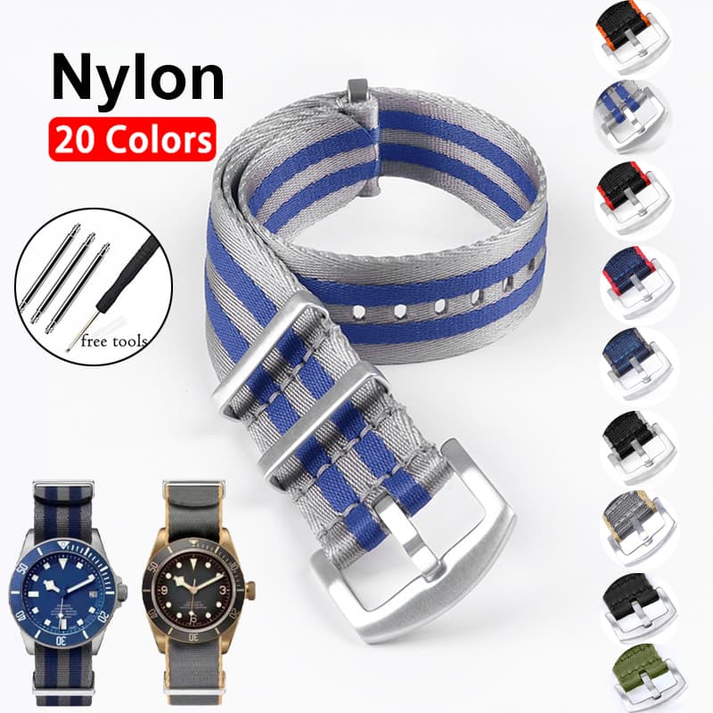 Pulseira Universal Nato De Nylon Tecido 20mm 22mm Mulheres Militares Faixa De Relógio Esportivo Homem 20 Cores Acessórios