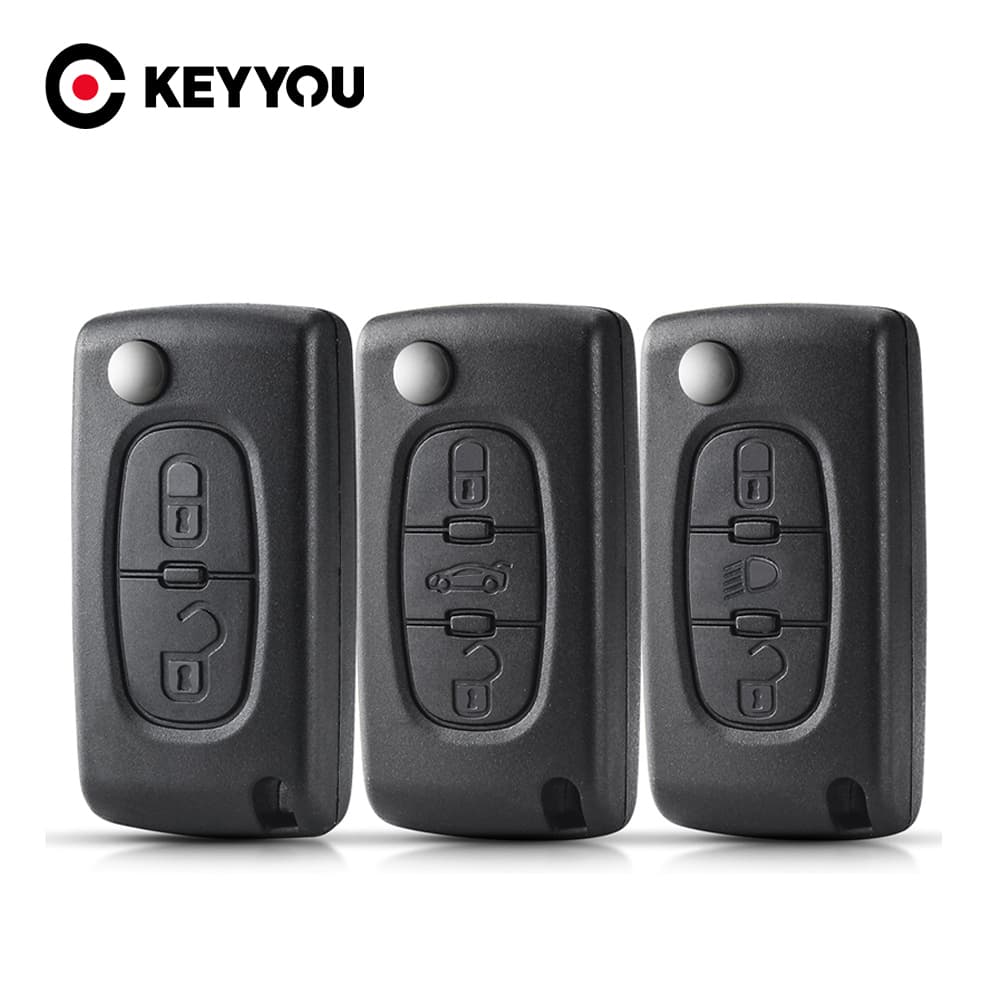 Peugeot Controle Remoto Chave shell 207 307 308 407 607 807 Citroen c2 c3 c4 c5 c6 Aleta Dobrar Do Carro 2/3/4 Botão