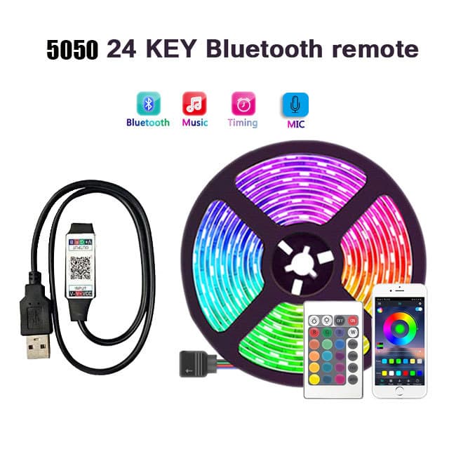 USB Led Luz De Tira RGB 5050 Bluetooth APP Controle Flexível Lâmpada Fita Diodo Luces TV Backlights Decoração Do Quarto