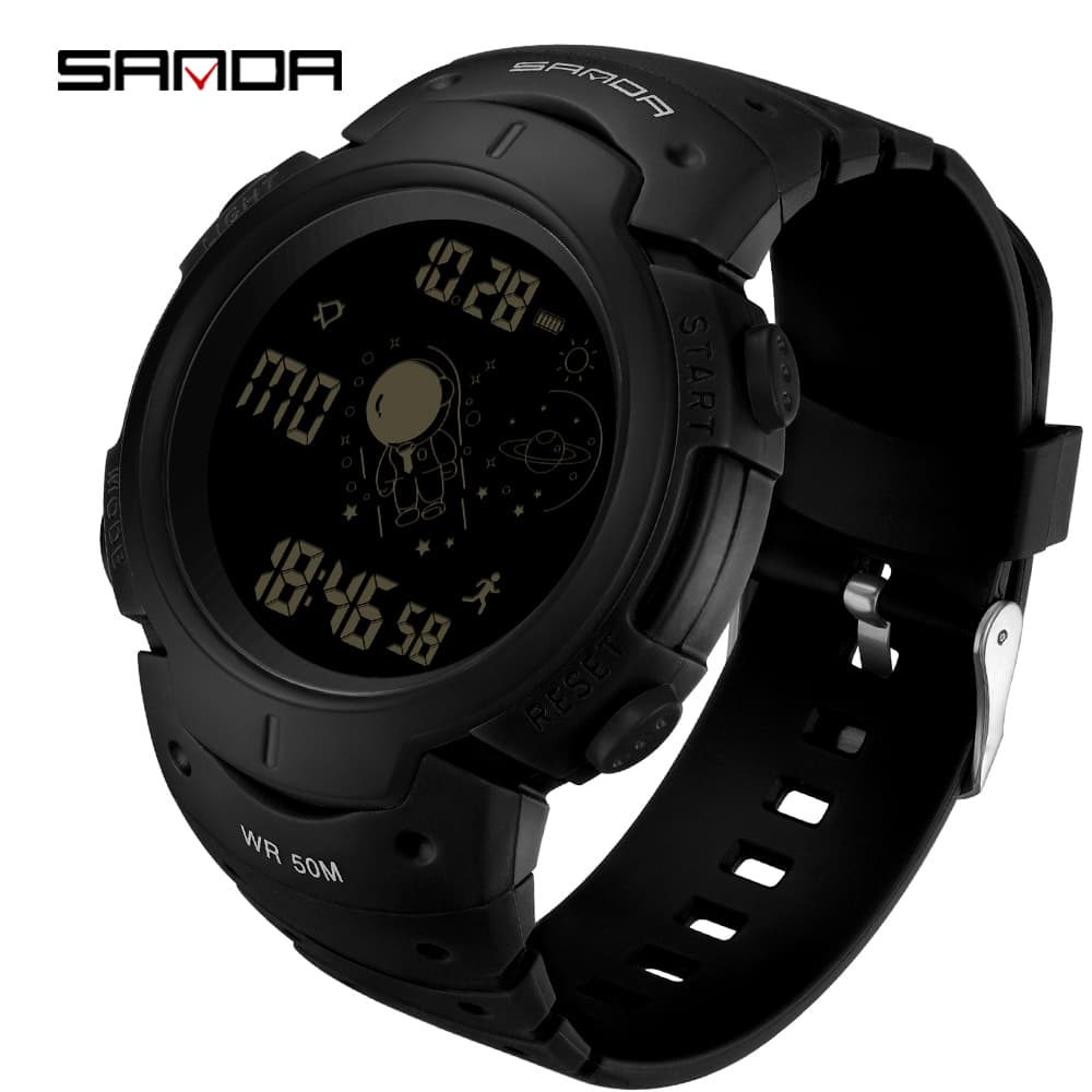 SANDA Relógios De Moda Casual Militares Esportivos Masculinos À Prova D'água Relógio Eletrônico Digital Masculino LED