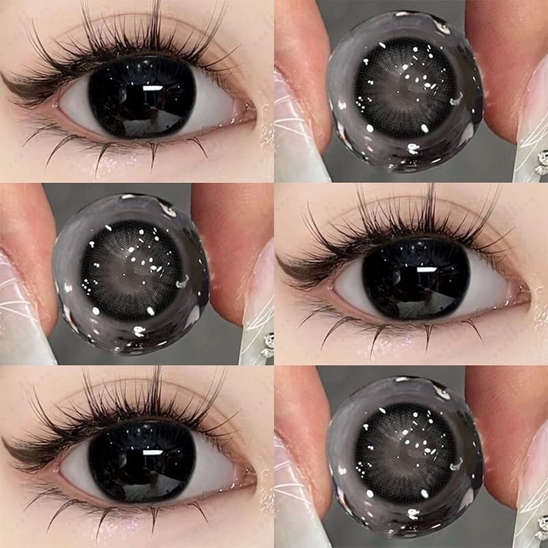 KSSEYE 2pcs Lentes De Contato Coloridas Para Os Olhos Naturais Macias E Confortáveis Preto/Castanho Mulheres Maquiagem Uso Anual Com Estojo De