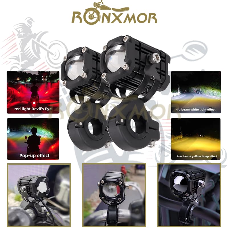 RONXMOR 2 Pçs Luz Da Motocicleta Universal Motocicletas Farol De Nevoeiro Led Lâmpada De Condução Auxiliar Para R 1200GS
