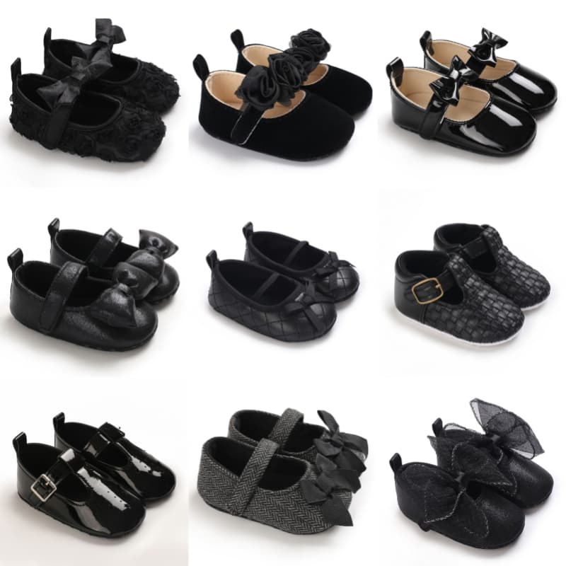 0-18 Meses De Idade Sapatos Pretos Para Bebês , Princesas De Sola Macia