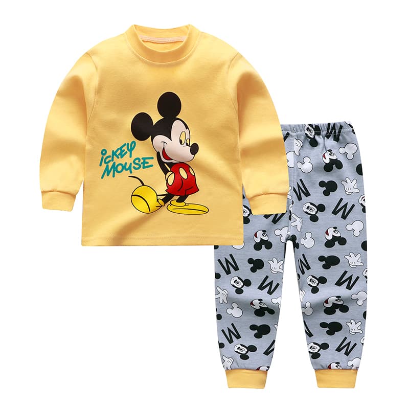 Meninos Manga Longa Roupa De Algodão Para Dormir Meninas Unicórnio Fofo Conjunto De Rato Mickey Pijama Casual Crianças