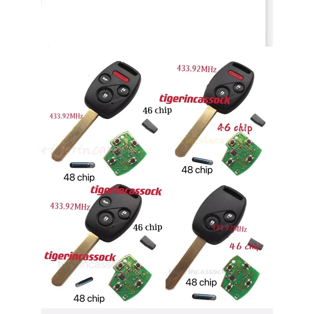 Chave De Controle Remoto Honda (433.92 Mhz , 48/46/Sem chip De Ignição) Para Duplicar A JAZZ CITY CRV CIVIC Etc (Nota :