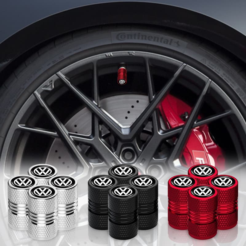 4pcs Upgrade Car Logotipo Do Carro Válvula Anti-Vazamento Tampa De Proteção Da Haste Roda Com Dupla Rosca Para VW Volkswagen Jetta MK5 Golf Passat 3B7 601 171