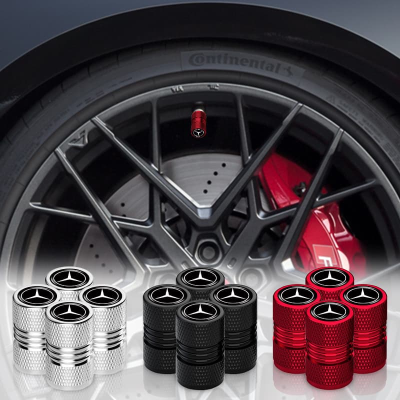 4pcs Tampa De Alumínio Liga Para Pneus De Carro Anti-Vazamento Válvula Com Logotipo Dupla Rosca Mercedes Benz Classe W212 W211 W210 W203 W204 W205 CLA GLK CLS A C E