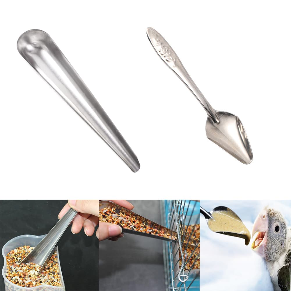 Conjunto De Colher Alimentadora De Pássaros Para Animais De Estimação , Papagaio , Aço Inoxidável , Adição De Alimentos