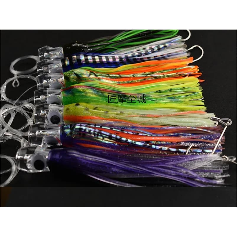 Isca De Polvo Gabaritos De Lula Grande Jogo 22.5cm 90g Arrastar Pesca Saia De Penas Com Linha E Gancho Marítima