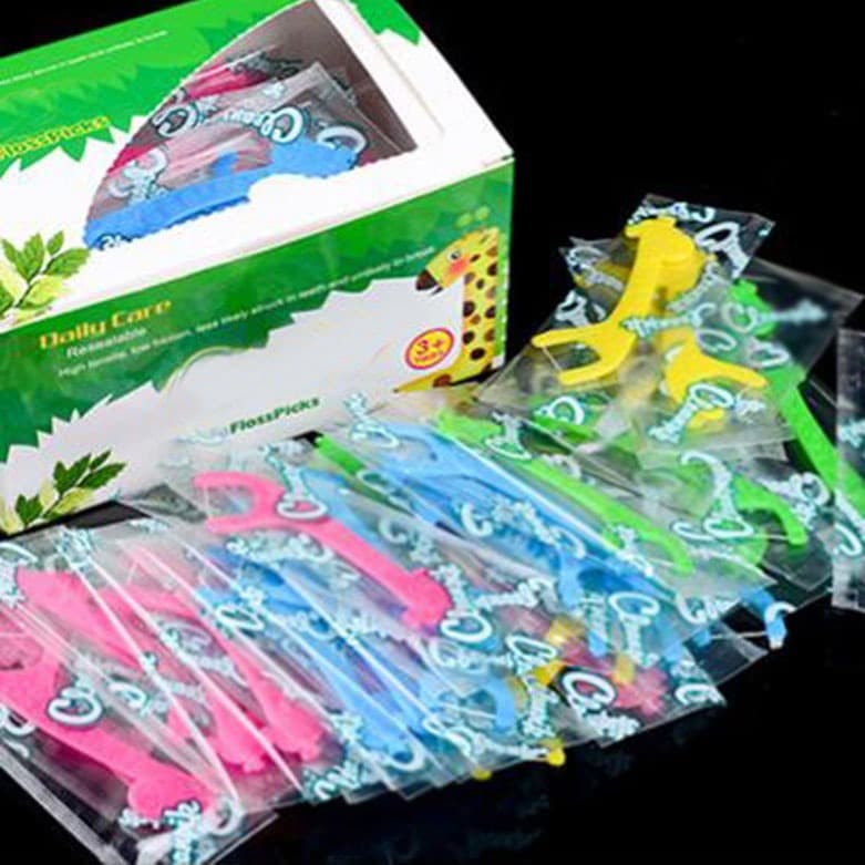 60Pcs Kids cute Interdental Flosser Dental , Children Cartoon Picks Toothpicks Stick Limpador Cuidado Oral