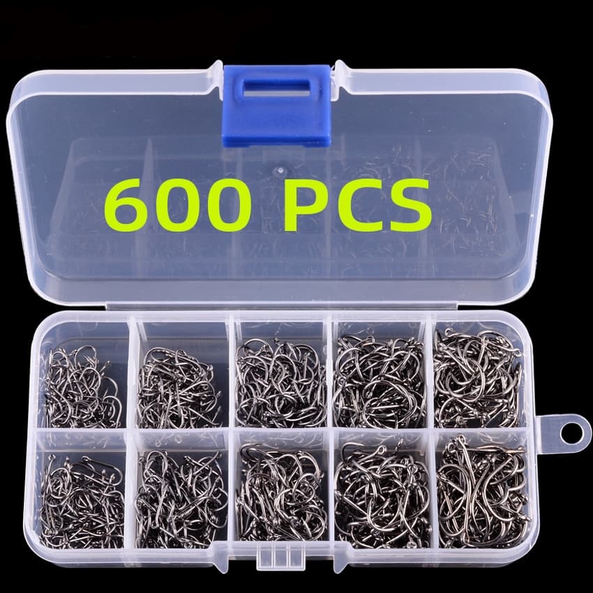 Anzóis De Pesca De 600pcs Conjunto De Farpados De Aço Com Alto Teor De Carbono Em Água Salgada