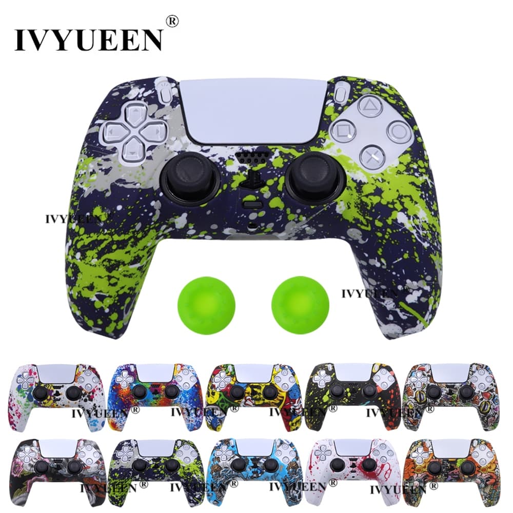IVYUEEN Para PlayStation 5 PS5 DualSense Controlador Capa Protetora De Silicone Pele Polegar Apertos Gel De Borracha