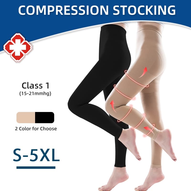 15-21mmHg Meias-Calças De Compressão Médica Sem Pés Para Mulheres Homens De Pressão De Varizes Opacas Tamanho S-5XL
